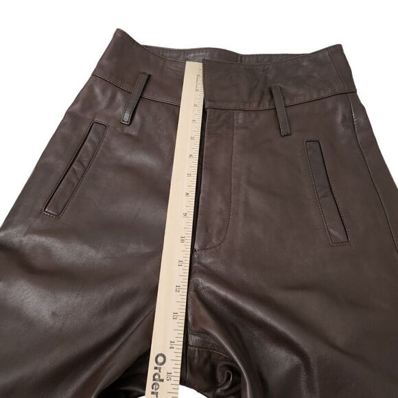 Marissa Webb Pants Womens 2 Brown Lamb Leather Cropped Straight Leg High-Rise - Picture 12 of 16